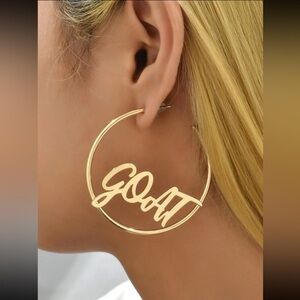 🐐 Awesome Pop Art Statement Hoop Earrings GOAT Greatest Of All Time 🐐